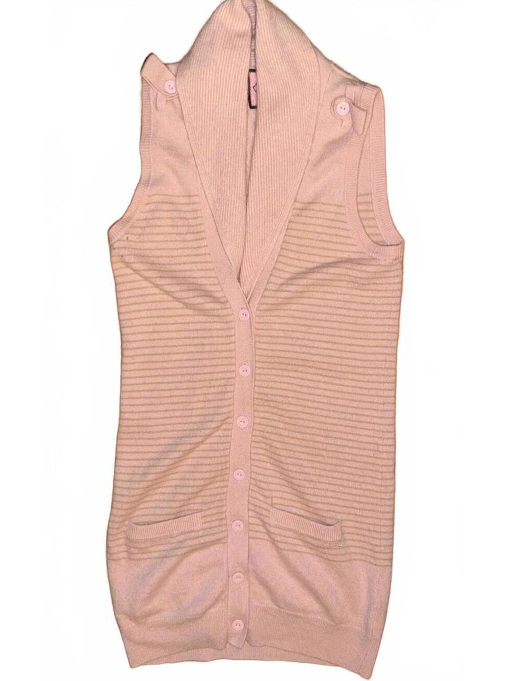 Juicy Couture Women Pink Striped vest quiet lux Cashmere Wool barbie layer